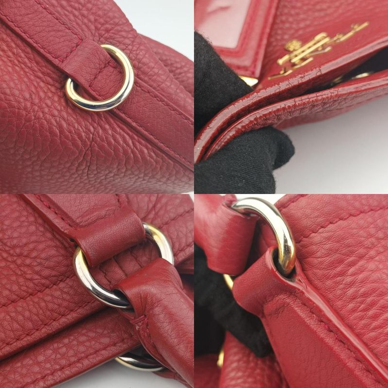 Prada Triangle Logo Red Leather B2343m 31 S 173