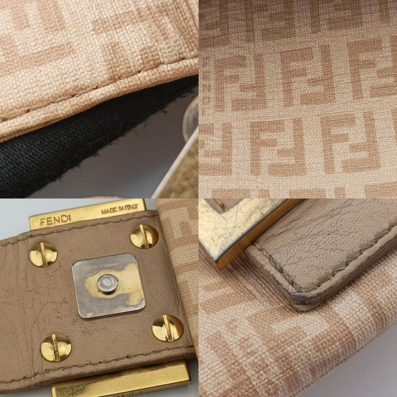 Fendi Mamma Bucket Zucchino Pattern Beige PVC Coated Canvas 8br001 8br001-fb5