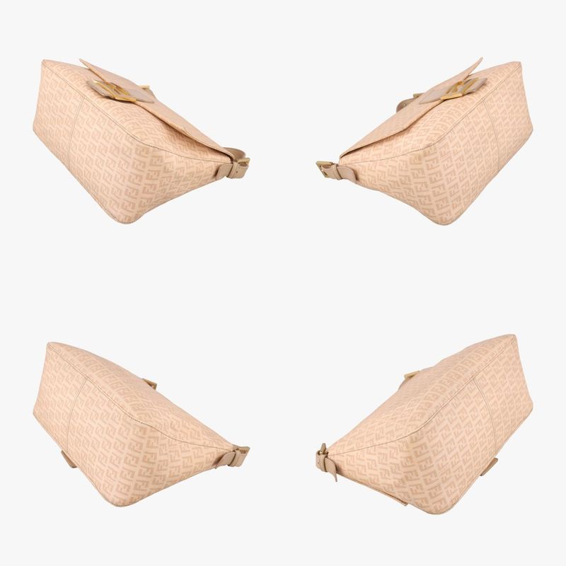 Fendi Mamma Bucket Zucchino Pattern Beige PVC Coated Canvas 8br001 8br001-fb5