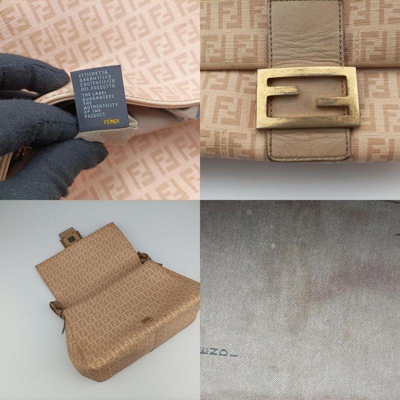 Fendi Mamma Bucket Zucchino Pattern Beige PVC Coated Canvas 8br001 8br001-fb5