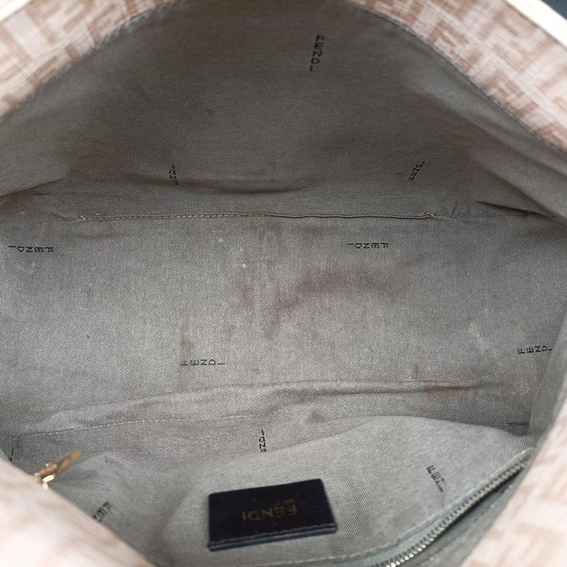Fendi Mamma Bucket Zucchino Pattern Beige PVC Coated Canvas 8br001 8br001-fb5