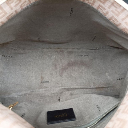 Fendi Mamma Bucket Zucchino Pattern Beige PVC Coated Canvas 8br001 8br001-fb5