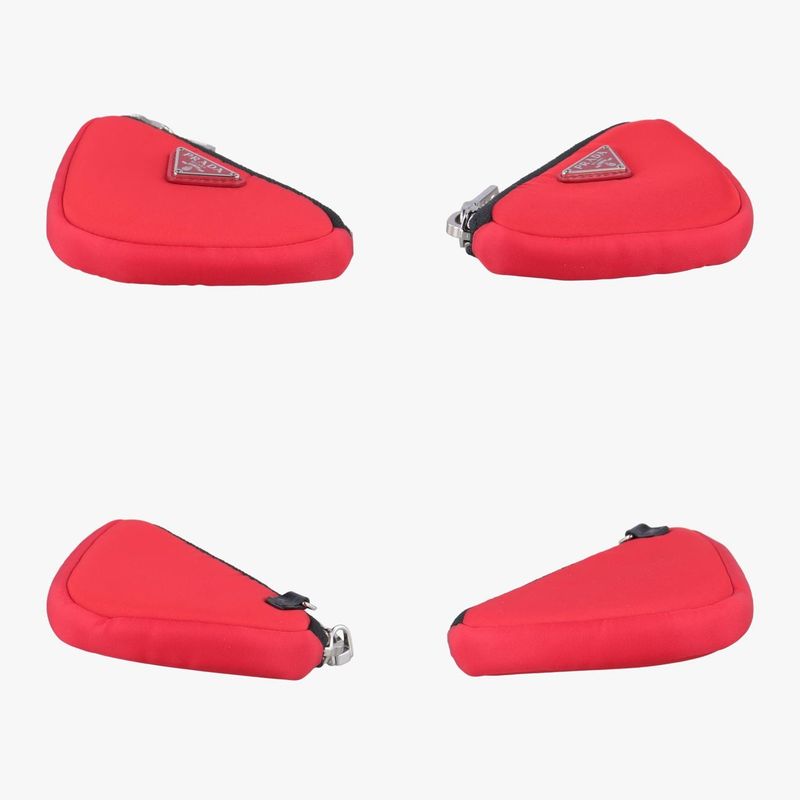Prada Mini Pouch Coin Case Red X Black Nylon 1tt109 42