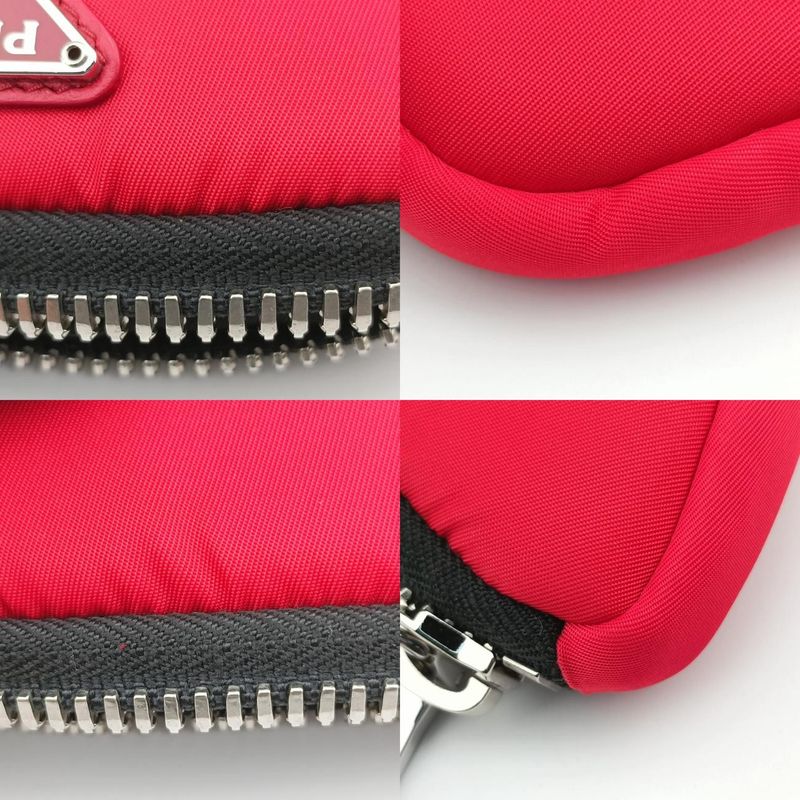 Prada Mini Pouch Coin Case Red X Black Nylon 1tt109 42