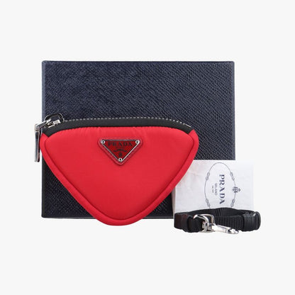 Prada Mini Pouch Coin Case Red X Black Nylon 1tt109 42