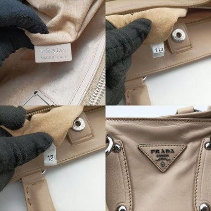 Prada Triangle Logo Beige Leather 113 12