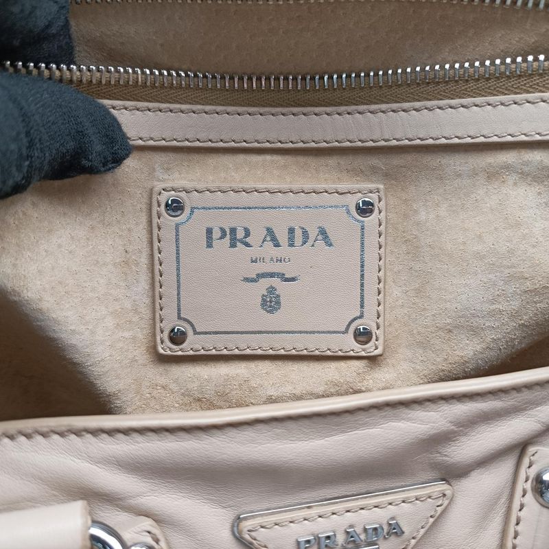 Prada Triangle Logo Beige Leather 113 12