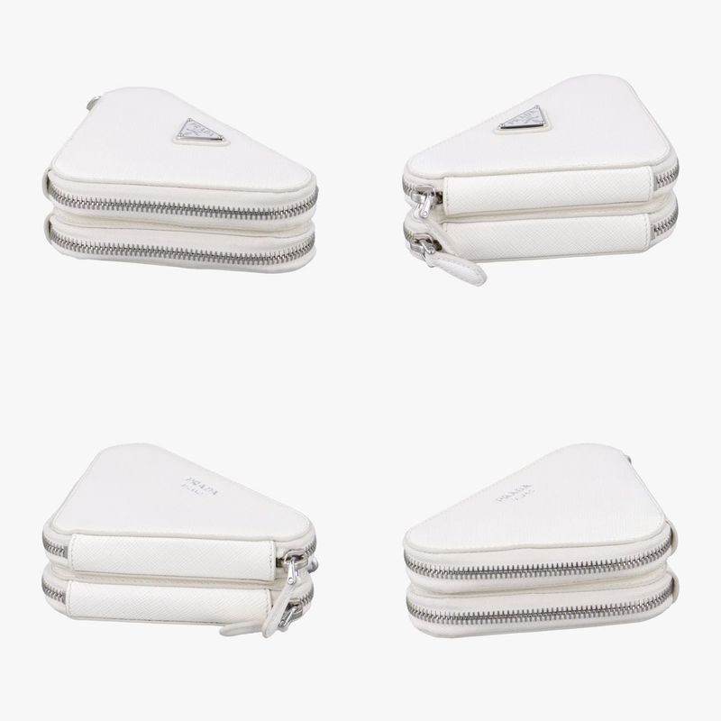 Prada Triangle Logo White Saffiano Leather 1nr015 234