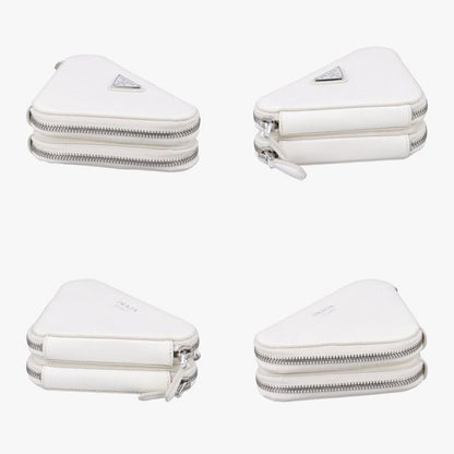 Prada Triangle Logo White Saffiano Leather 1nr015 234