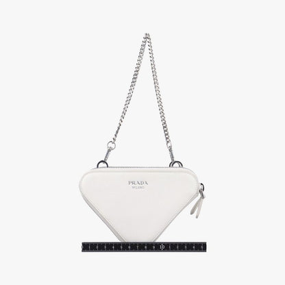 Prada Triangle Logo White Saffiano Leather 1nr015 234