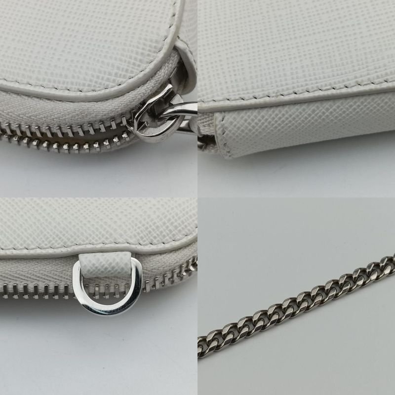 Prada Triangle Logo White Saffiano Leather 1nr015 234