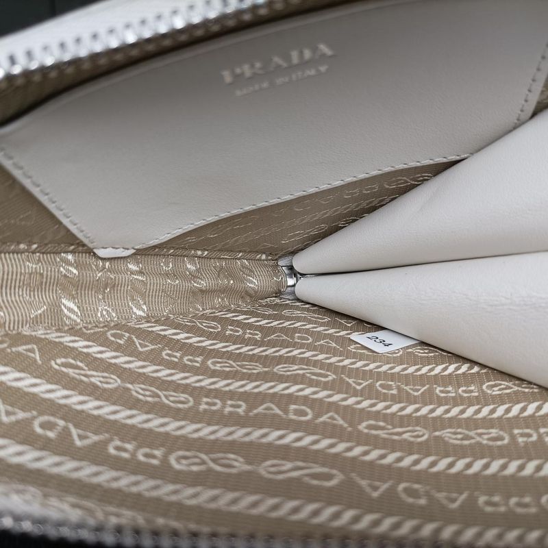 Prada Triangle Logo White Saffiano Leather 1nr015 234