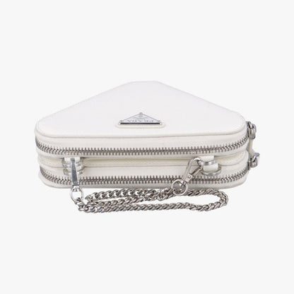 Prada Triangle Logo White Saffiano Leather 1nr015 234