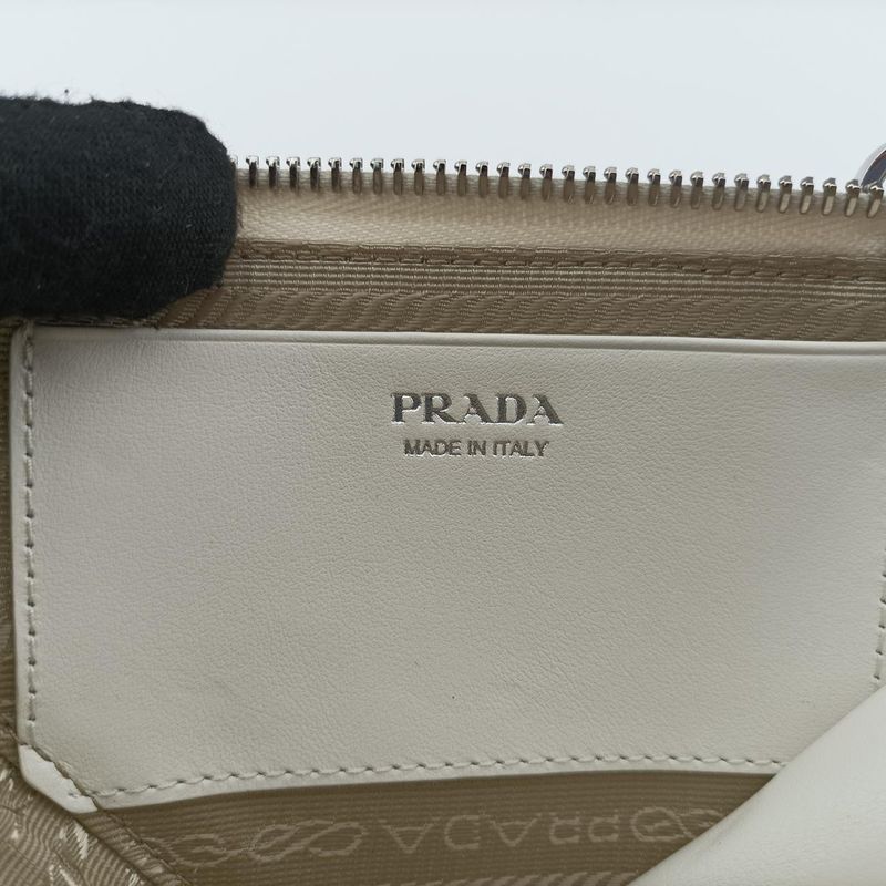 Prada Triangle Logo White Saffiano Leather 1nr015 234