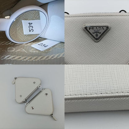 Prada Triangle Logo White Saffiano Leather 1nr015 234