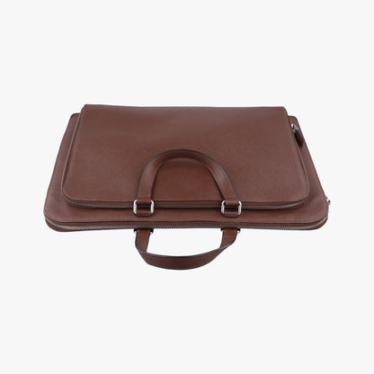 Prada Triangle Logo Plate Brown Saffiano Leather 49