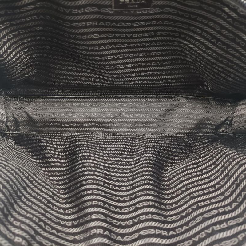 Prada Triangle Logo Plate Brown Saffiano Leather 49