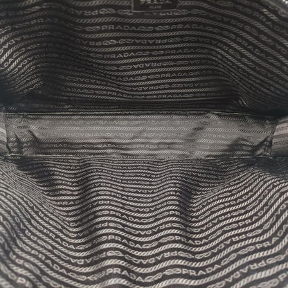 Prada Triangle Logo Plate Brown Saffiano Leather 49