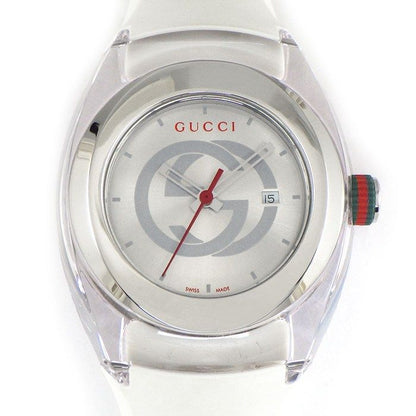 Gucci Watch Sinc 137.3 Ya137303 Interlocking G Sunray Silver Dial Date White