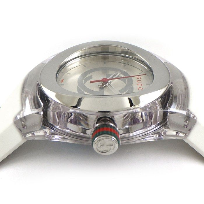 Gucci Watch Sinc 137.3 Ya137303 Interlocking G Sunray Silver Dial Date White