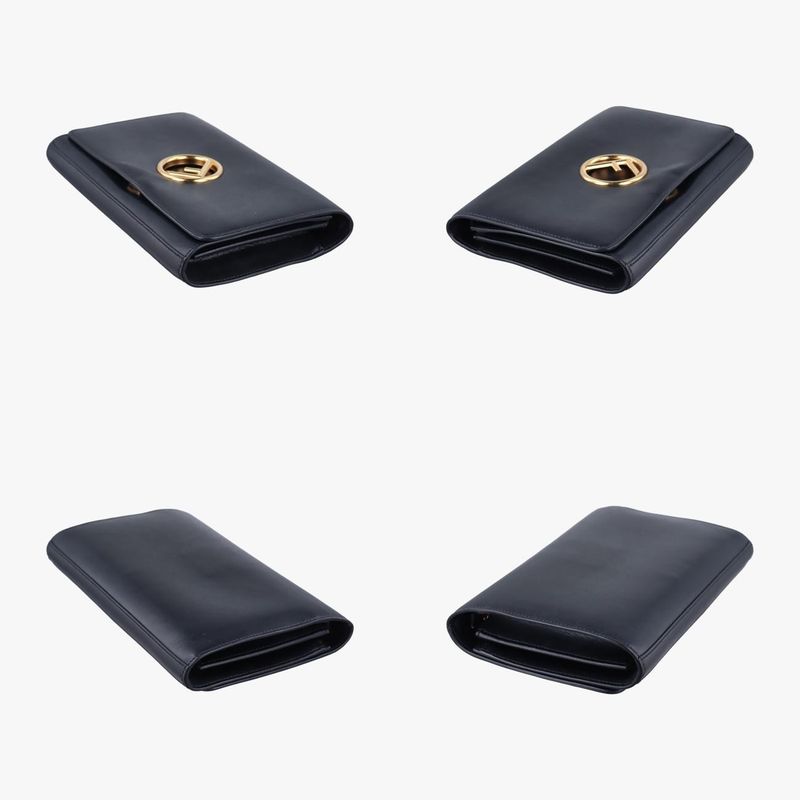 Fendi Canai F Logo Black Leather 8bs004 8bs004-aokk 179-3260