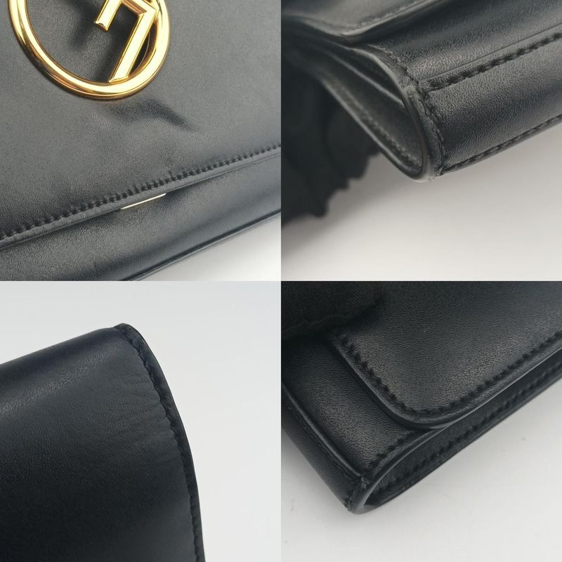 Fendi Canai F Logo Black Leather 8bs004 8bs004-aokk 179-3260