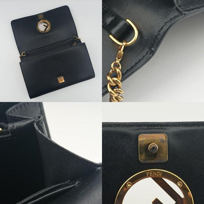 Fendi Canai F Logo Black Leather 8bs004 8bs004-aokk 179-3260