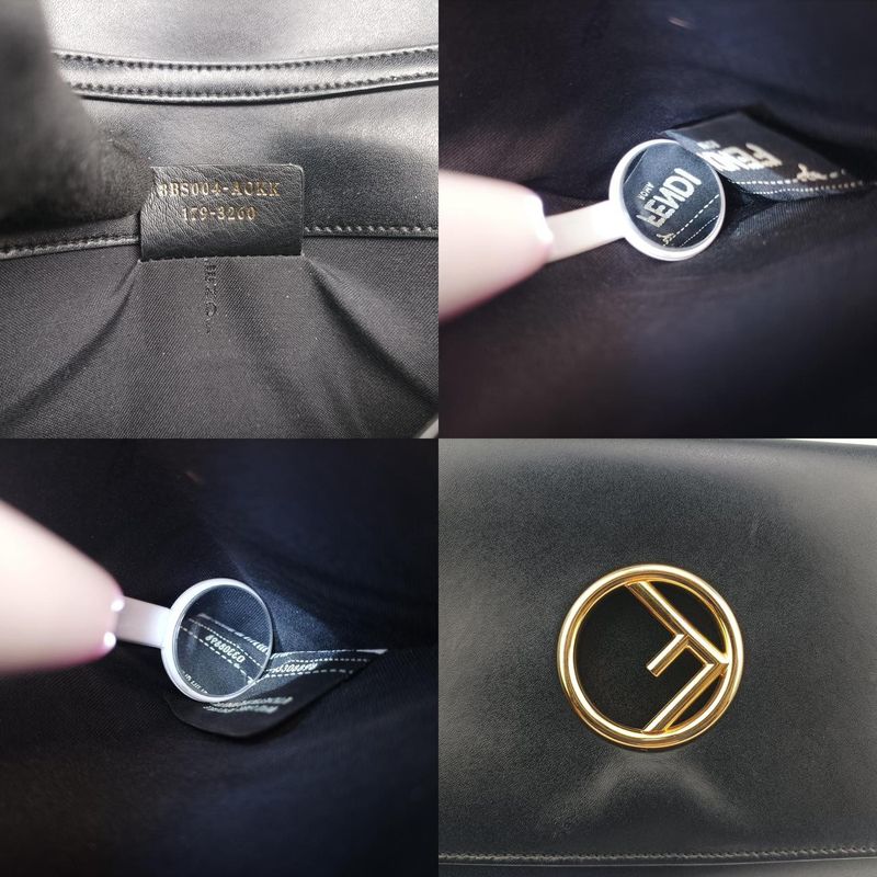 Fendi Canai F Logo Black Leather 8bs004 8bs004-aokk 179-3260