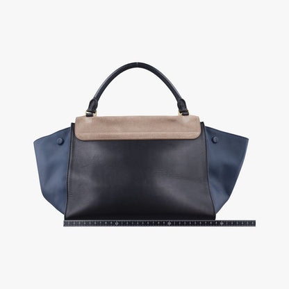 Celine Trapeze Beige X Black X Blue Leather S-gc-1121