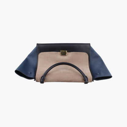 Celine Trapeze Beige X Black X Blue Leather S-gc-1121