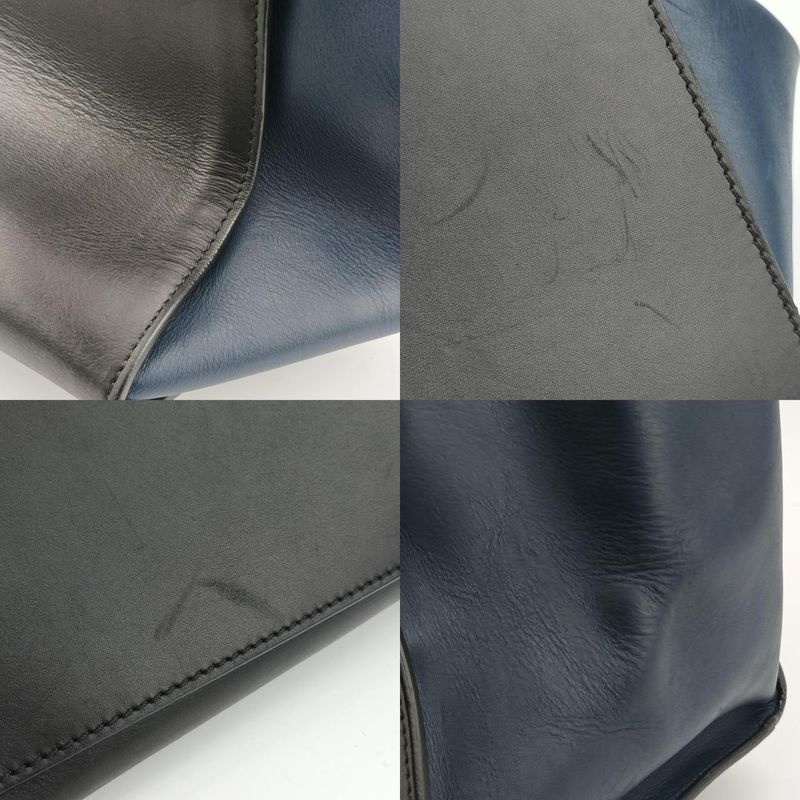 Celine Trapeze Beige X Black X Blue Leather S-gc-1121