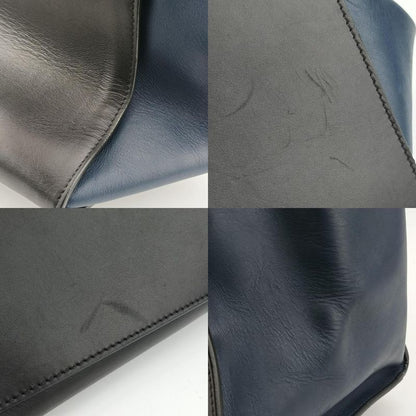 Celine Trapeze Beige X Black X Blue Leather S-gc-1121