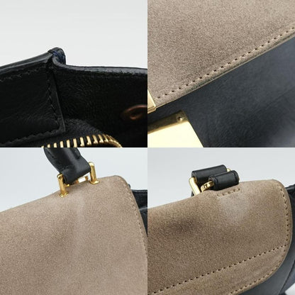 Celine Trapeze Beige X Black X Blue Leather S-gc-1121