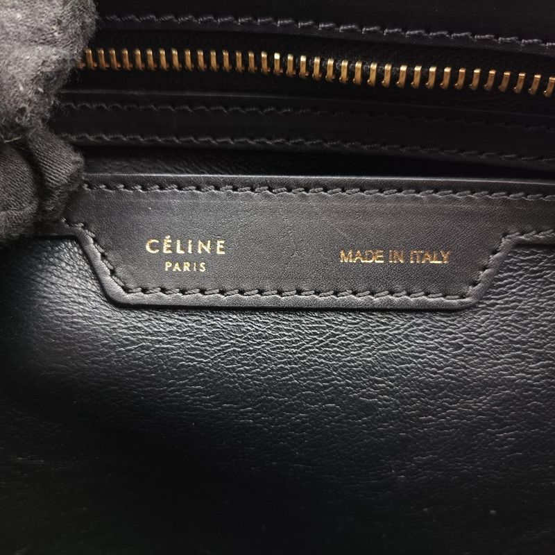 Celine Trapeze Beige X Black X Blue Leather S-gc-1121