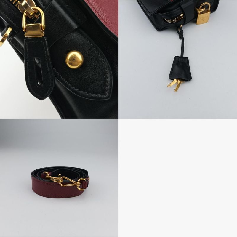 Prada Esplanade Black And Red Saffianoleather 1bh043 117