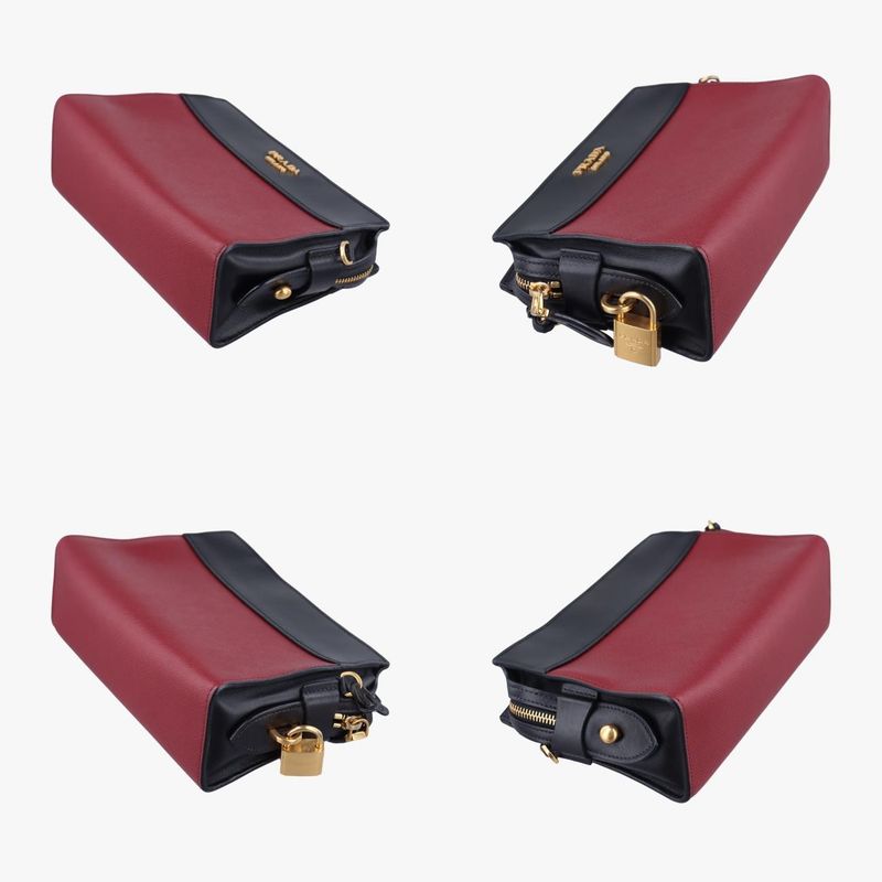 Prada Esplanade Black And Red Saffianoleather 1bh043 117