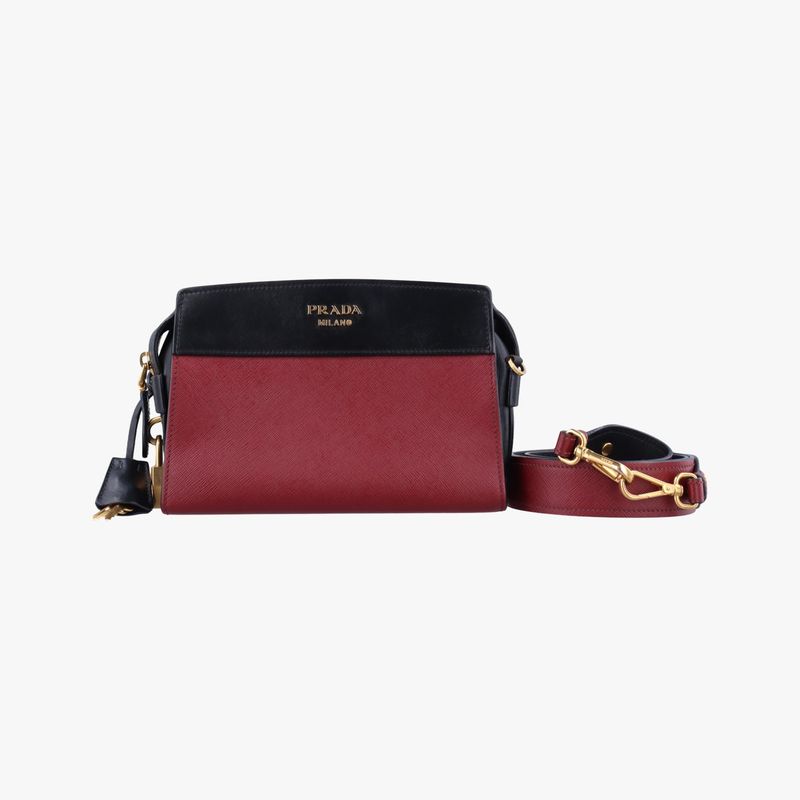 Prada Esplanade Black And Red Saffianoleather 1bh043 117