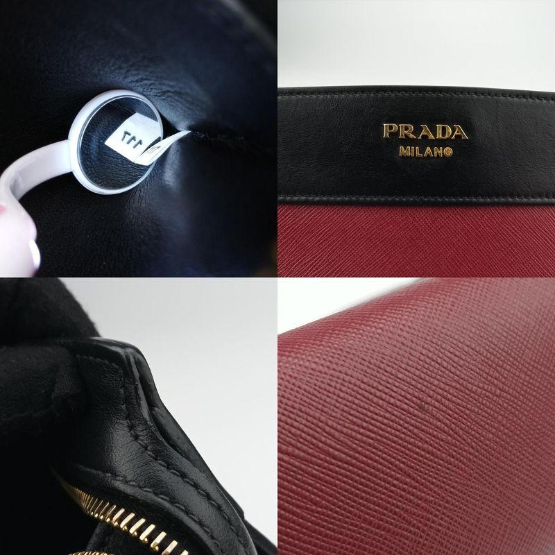 Prada Esplanade Black And Red Saffianoleather 1bh043 117