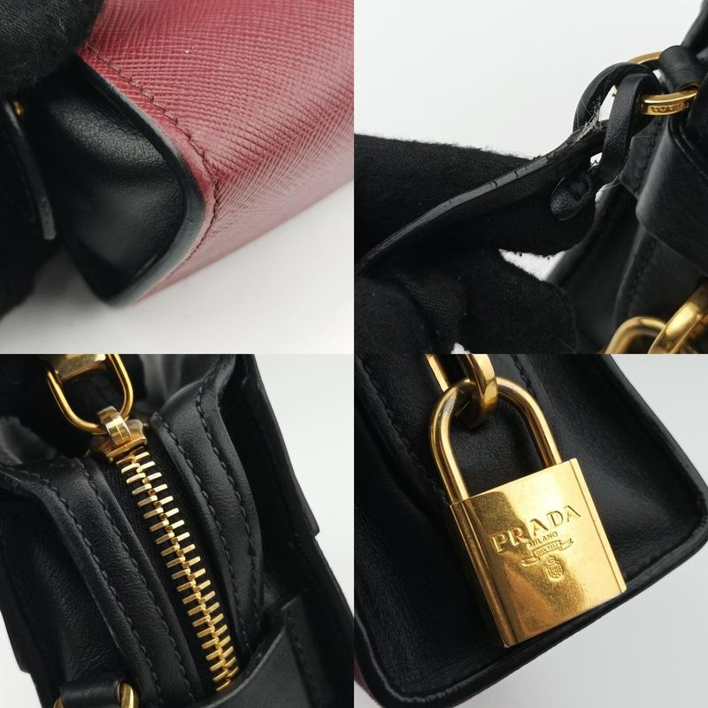 Prada Esplanade Black And Red Saffianoleather 1bh043 117