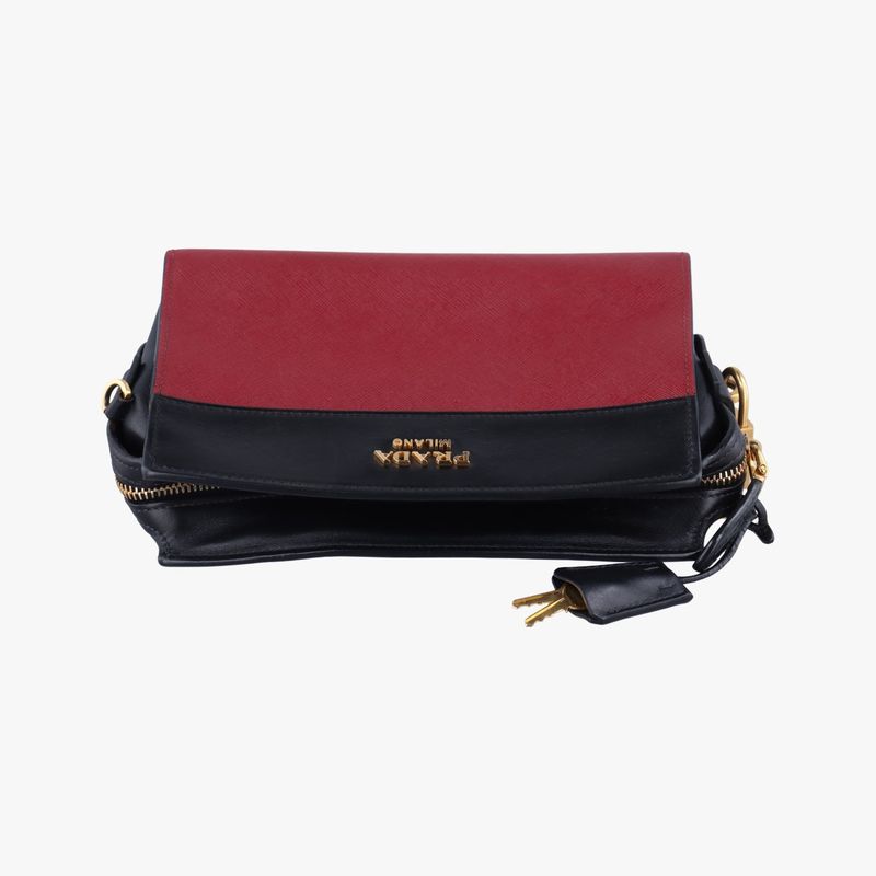 Prada Esplanade Black And Red Saffianoleather 1bh043 117
