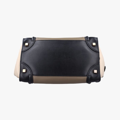 Celine Luggage Mini Shopper Black X Beige X Wine Red Leather W-at-0181 W-up-0181