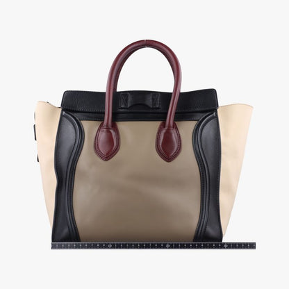 Celine Luggage Mini Shopper Black X Beige X Wine Red Leather W-at-0181 W-up-0181