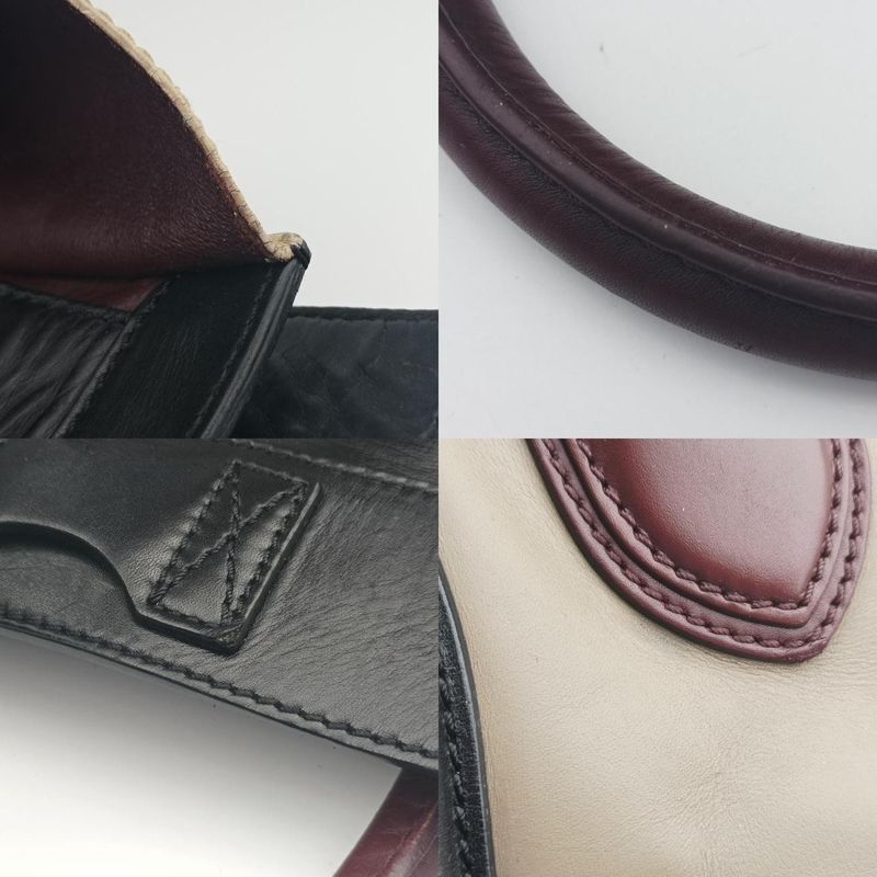 Celine Luggage Mini Shopper Black X Beige X Wine Red Leather W-at-0181 W-up-0181