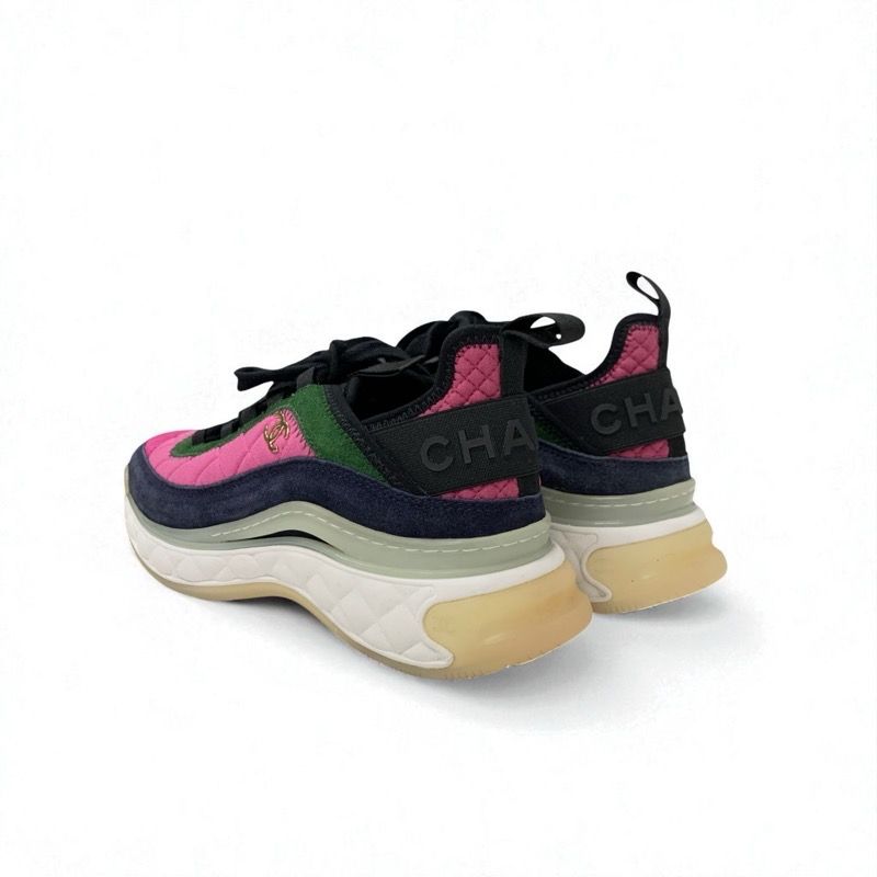 Chanel Sneakers Shoes Fabric Suede Pink Here Mark Logo