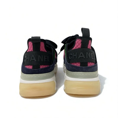 Chanel Sneakers Shoes Fabric Suede Pink Here Mark Logo
