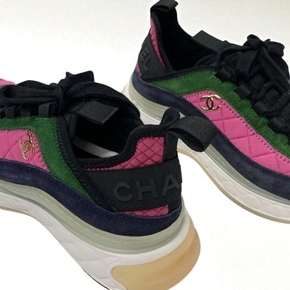 Chanel Sneakers Shoes Fabric Suede Pink Here Mark Logo