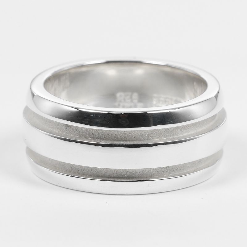 Tiffany & Co Atlas Grooved Double Line 925 Silver 11.5 Unisex 9.53g Ring