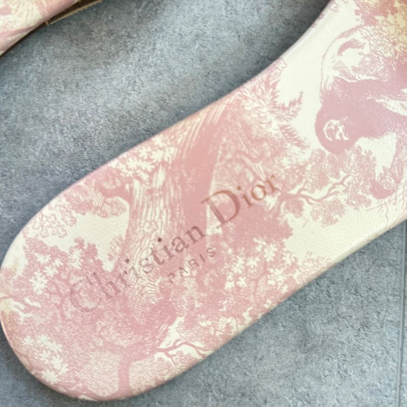 Christian Dior Dway Slide Sandals Embroidered Cotton Flat Sandals Mules 38 1 2