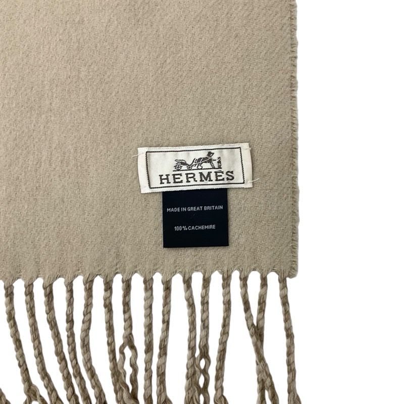 Hermes Recto Verso Cashmere Brown Beige Scarf Shawl Logo