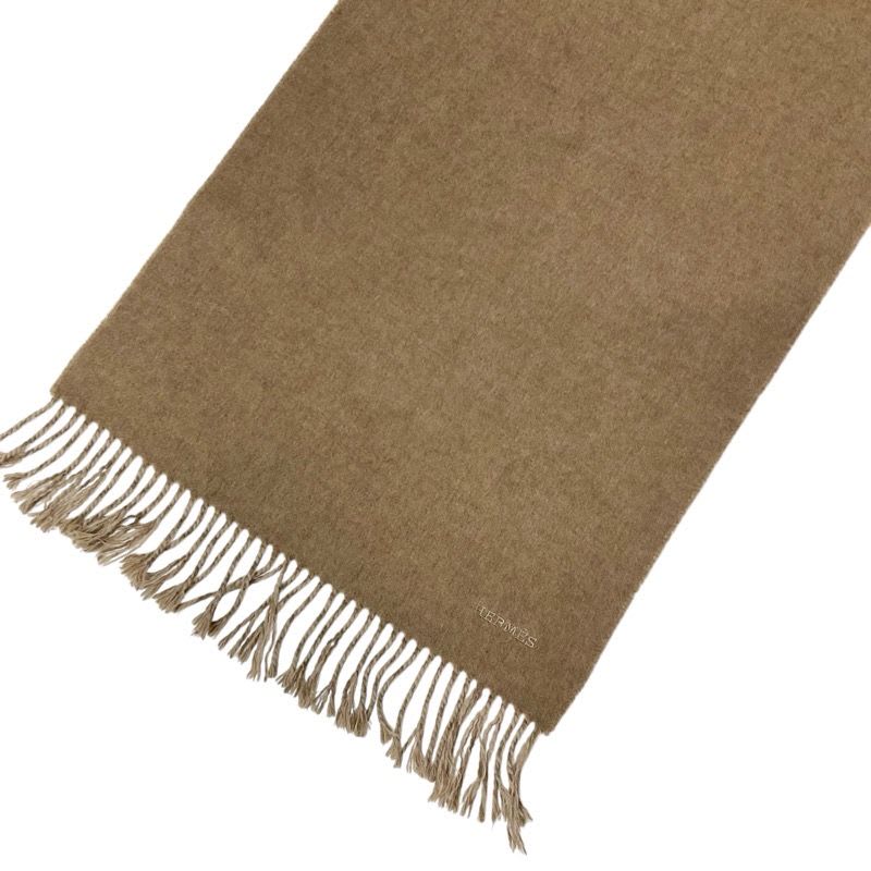 Hermes Recto Verso Cashmere Brown Beige Scarf Shawl Logo